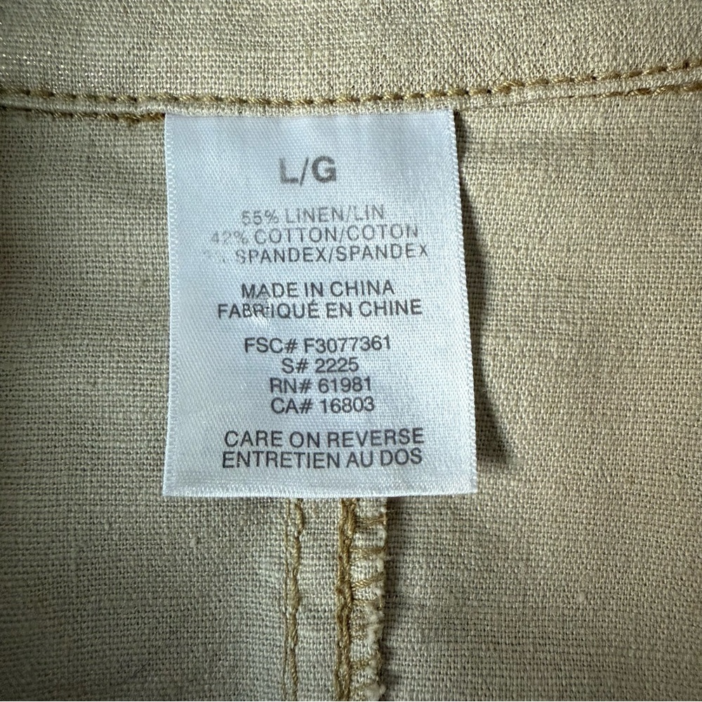 Women's Beige shimmery Frayed Edge Button up Boho Cottagecore Jacket‎ Size Large - Picture 5 of 9